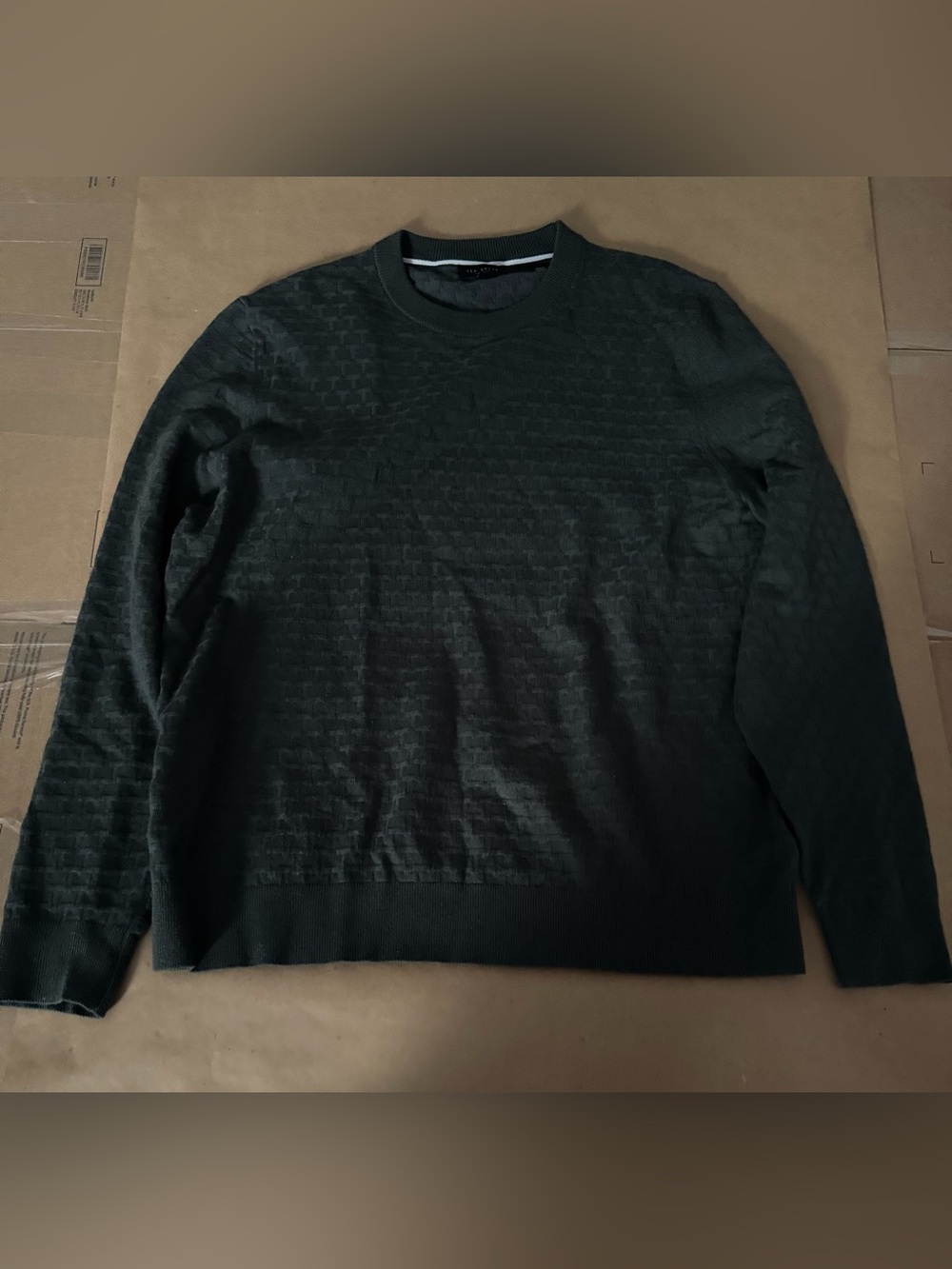 Ted Baker Wool Blend Mens Crewneck Sweater Size 5/XL Green Gray Jumper Pullover